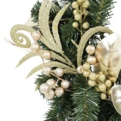 Christmas Wreath Pre-Lit Silver Gold Leaf Berries 60cm (2ft) -XS-Stock XS5819 1600 3 55815.1539338058.1100.1100