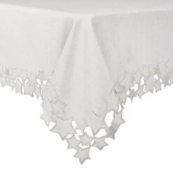 Silver Star Fabric Tablecloths / Napkins Xmas Decoration