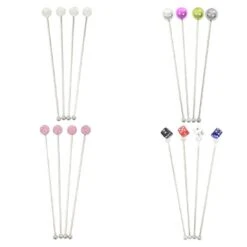 Set Of 4 Swizzle Sticks Cocktail Stirrers Stainless Steel
