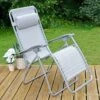 Garden Recliner Chair Silver Grey Marl Zero Gravity Relaxer Texteline