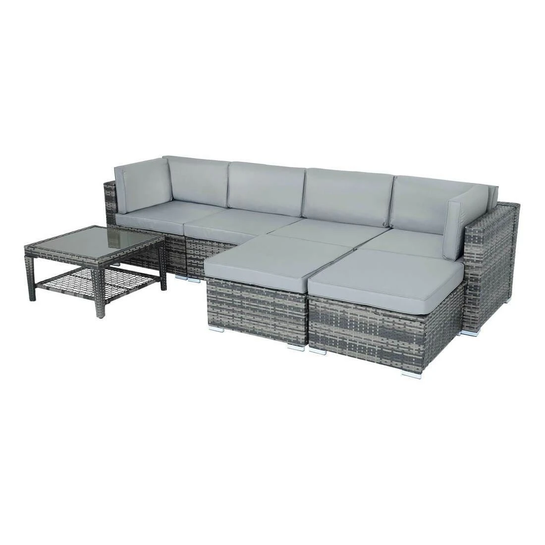 Monaco 7pc Garden Sofa Set Grey Rattan Patio Furniture 2 Monaco 7pc Garden Sofa Set Grey Rattan Patio Furniture - Image 2