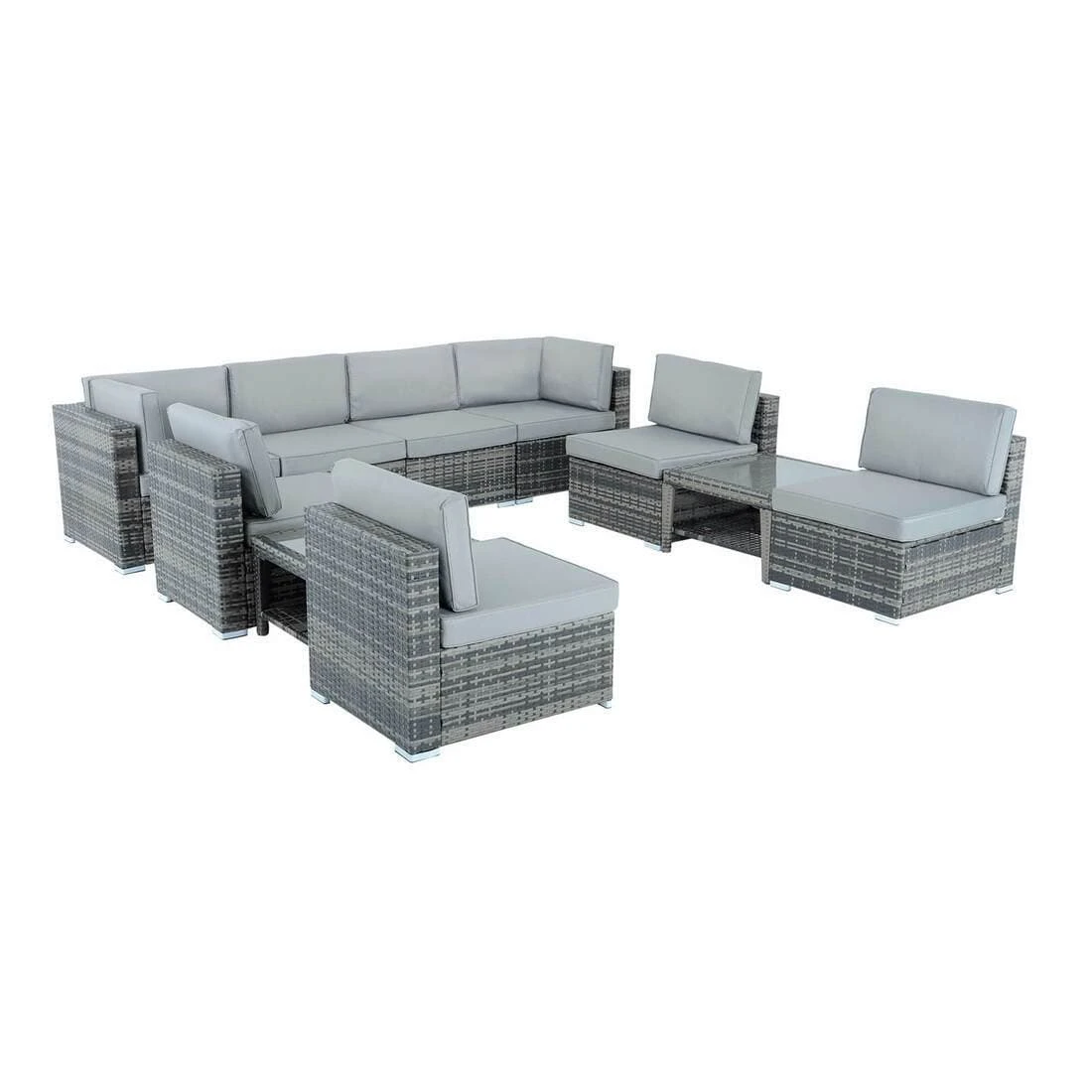 Monaco 10pc Garden Sofa Set Grey Rattan Patio Furniture 2 Monaco 10pc Garden Sofa Set Grey Rattan Patio Furniture - Image 2