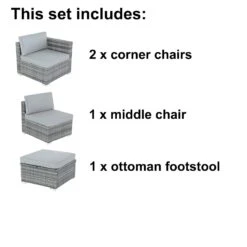 Azuma Monaco 4 Pc Grey Rattan Garden Sofa Set Ottoman Seat 16 Azuma Monaco 4 Pc Grey Rattan Garden Sofa Set Ottoman Seat -XS-Stock XS6211 4 1600 4