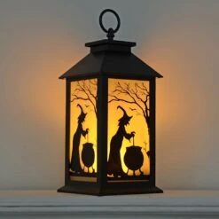 Cackle & Co Black Halloween Design Lantern With Lights -XS-Stock XS6361 1600 1 97114.1564660685.1100.1100