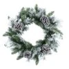 50cm Artificial Snow Flocked Xmas Wreath With Pine Cones
