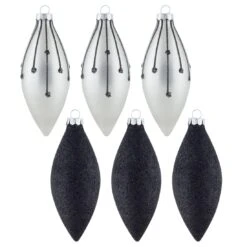 6pk Glass Drop Christmas Tree Baubles With Glitter -XS-Stock XS6462 Master 1 64917.1569842176.1100.1100