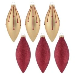 6pk Glass Drop Christmas Tree Baubles With Glitter -XS-Stock XS6464 Master 1 06862.1577110687.1100.1100