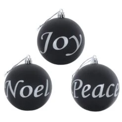 6pk Joy Peace Noel Christmas Tree Baubles Black Or Red 8cm -XS-Stock XS6481 1600 1 19792.1569324163.1100.1100