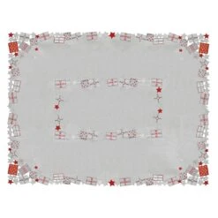 Christmas Presents Tablecloths Napkins Grey Fabric Embroidery -XS-Stock XS6580 top 1600 61587.1571050882.1100.1100