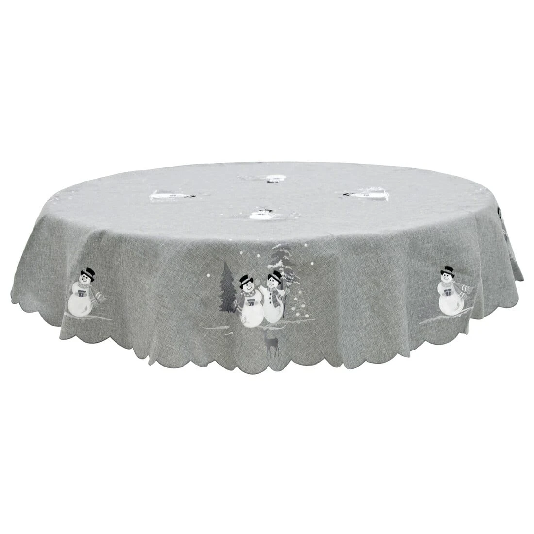 Christmas Snowman Tablecloths Napkins Grey Fabric Embroidery 2 Christmas Snowman Tablecloths Napkins Grey Fabric Embroidery - Image 2