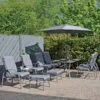 Cadiz 11 Piece Garden Furniture Set Parasol Grey Metal Frame