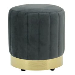 Hodge And Hodge Luna Plush Velvet Stool Ottoman Gold Base -XS-Stock XS6661 1600 1 opt 00075.1593428966.1100.1100