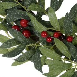 24" Pre Lit Christmas Wreath Fabric Leaves Berries Battery Op -XS-Stock XS6676 1600 4 65254.1602071085.1100.1100