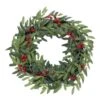 24" Pre Lit Christmas Wreath Fabric Leaves Berries Battery Op