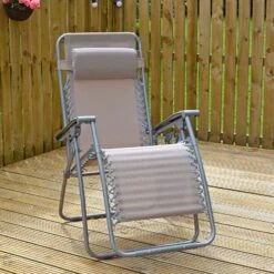 Garden Recliner Chair Taupe Zero Gravity Relaxer Recliner Chair