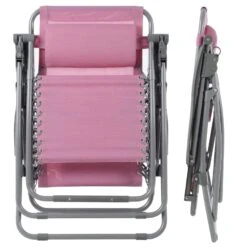 Garden Recliner Chair Wild Rose Pink Zero Gravity Relaxer Texteline -XS-Stock XS6964 1600 9