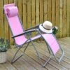 Garden Recliner Chair Wild Rose Pink Zero Gravity Relaxer Texteline