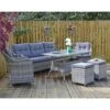 Barletta Garden Dining Set 3 Seater Sofa Grey Rattan Armchairs