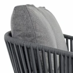 Teramo Garden Sofa Set Black Metal String Seats Glass Table -XS-Stock XS7068 12