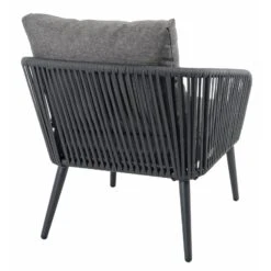 Teramo Garden Sofa Set Black Metal String Seats Glass Table -XS-Stock XS7068 1600 5