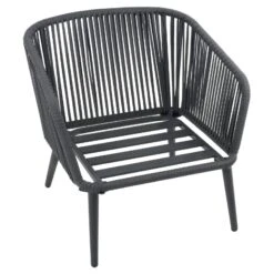 Teramo Garden Sofa Set Black Metal String Seats Glass Table -XS-Stock XS7068 1600 6