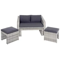 Azuma Varenna Garden Sofa Set Grey Rattan Coffee Table Stools -XS-Stock XS7074 1600 2