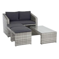 Azuma Varenna Garden Sofa Set Grey Rattan Coffee Table Stools -XS-Stock XS7074 1600 4