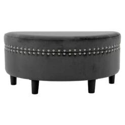 Half Moon Storage Ottoman Velvet Round Padded Seat -XS-Stock XS7089 1600 1 opt