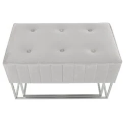 Set Of 2 Nesting Stools Velvet Padded Seats Silver Metal Legs -XS-Stock XS7092 1600 4 opt