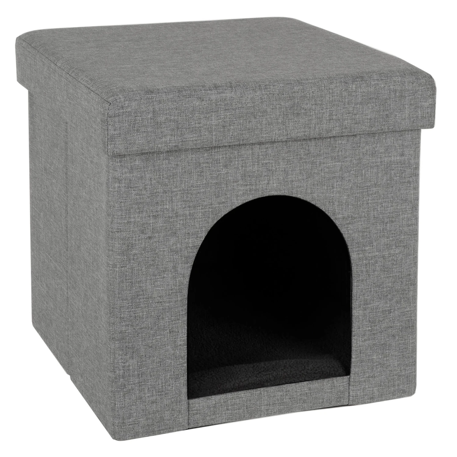 Grey Foldable Pet House Ottoman Seat Cat Dog Kennel Bed 38cm 1 Grey Foldable Pet House Ottoman Seat Cat Dog Kennel Bed 38cm