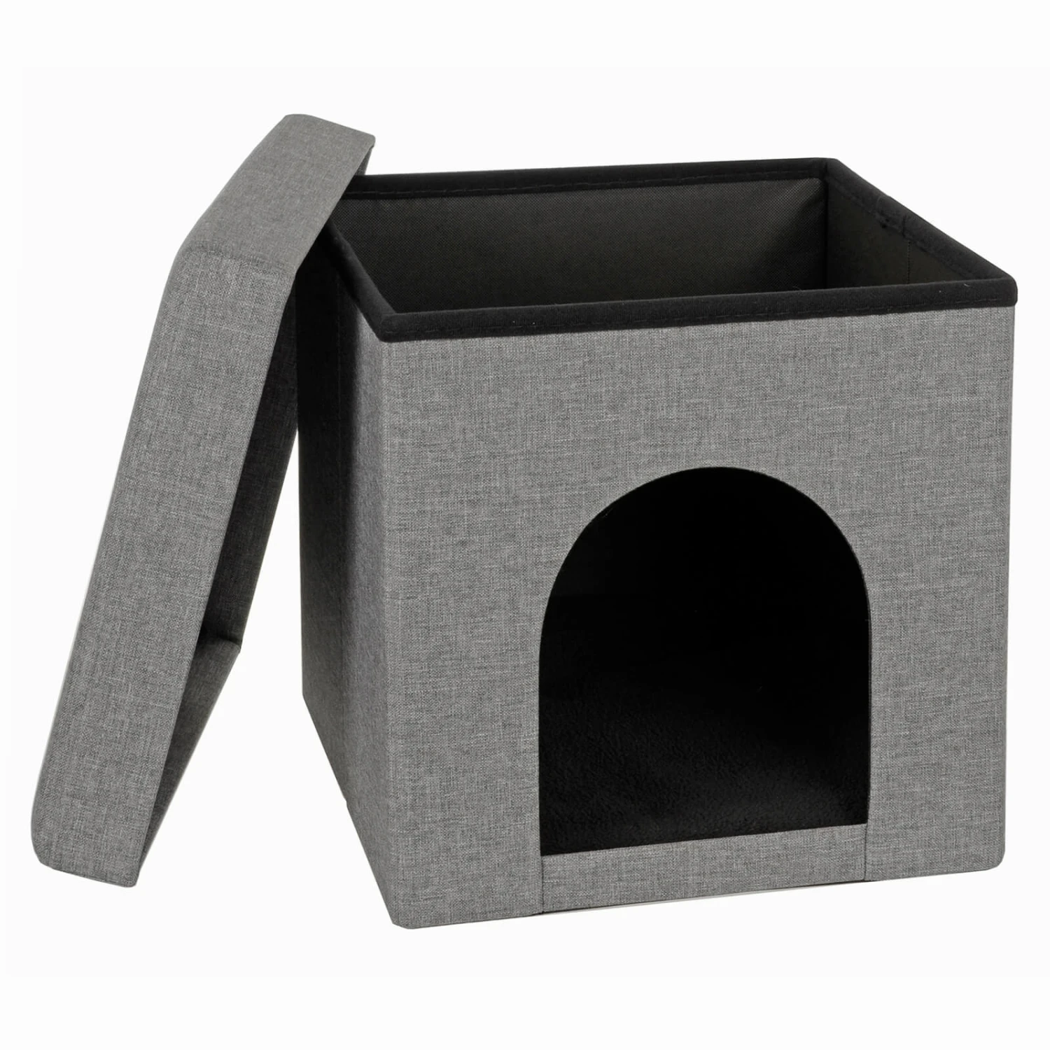 Grey Foldable Pet House Ottoman Seat Cat Dog Kennel Bed 38cm 3 Grey Foldable Pet House Ottoman Seat Cat Dog Kennel Bed 38cm - Image 3