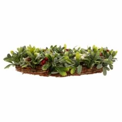 16" Light Up Christmas Wreath Mistletoe Berries Battery Op -XS-Stock XS7141 1600 2 opt