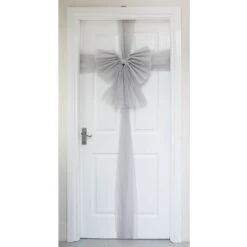 Christmas Door Bow Decoration Diamante Tie Red Silver -XS-Stock XS7225 1a opt