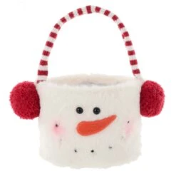 Fabric Christmas Treats Bucket Fleece Snowman Santa 26cm -XS-Stock XS7236 1 opt