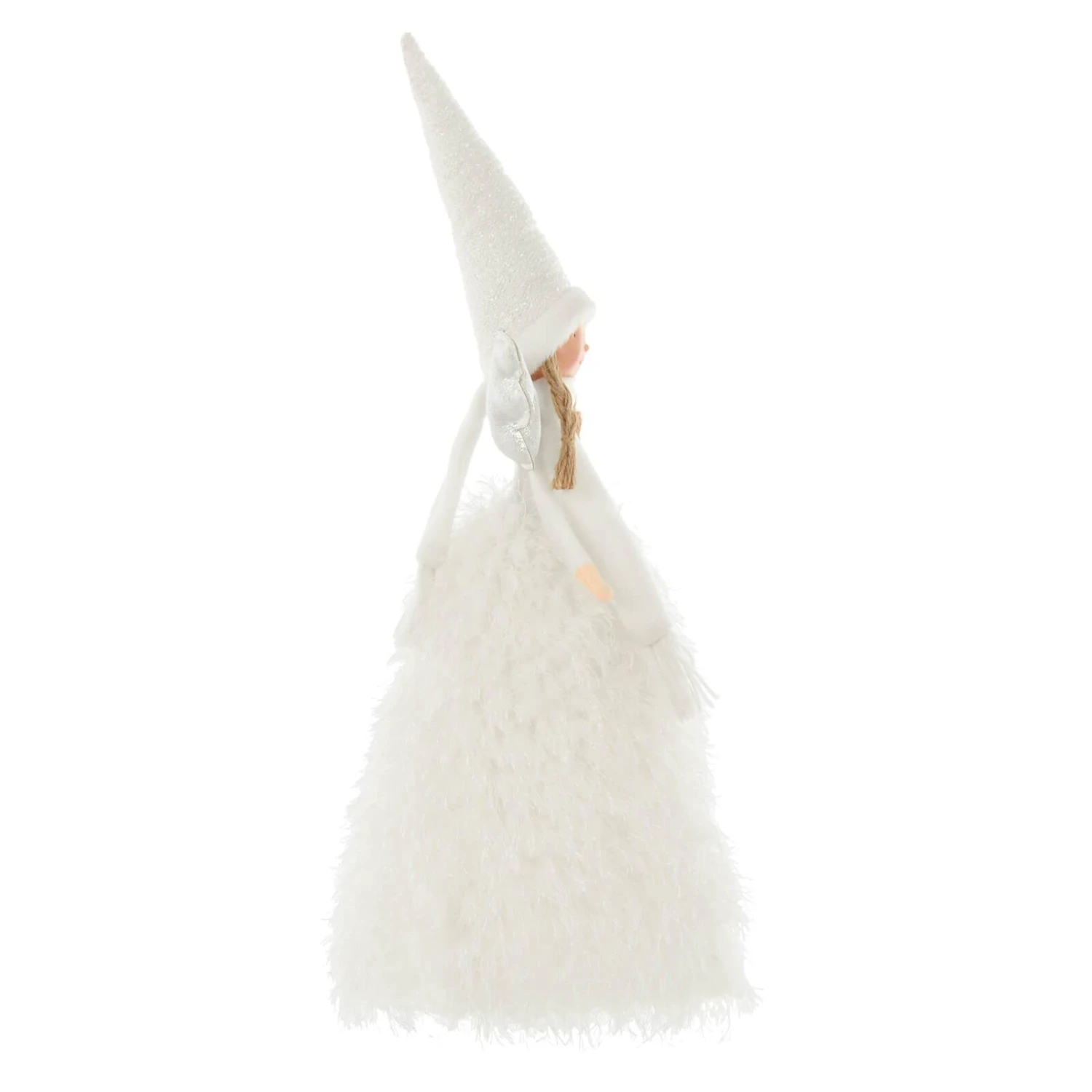 Fabric Christmas Tree Fairy Topper White Silver Long Robe 55cm 3 Fabric Christmas Tree Fairy Topper White Silver Long Robe 55cm - Image 3