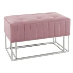 Set Of 2 Nesting Stools Velvet Padded Seats Silver Metal Legs -XS-Stock XS7302 1600 2 opt