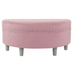 Half Moon Storage Ottoman Velvet Round Padded Seat -XS-Stock XS7305 1600 1 opt