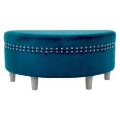 Half Moon Storage Ottoman Velvet Round Padded Seat -XS-Stock XS7306 1600 1 opt