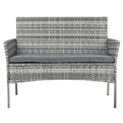Garden Bench 2 Seat Grey Rattan Outdoor Furniture Azuma -XS-Stock XS7349 2 opt