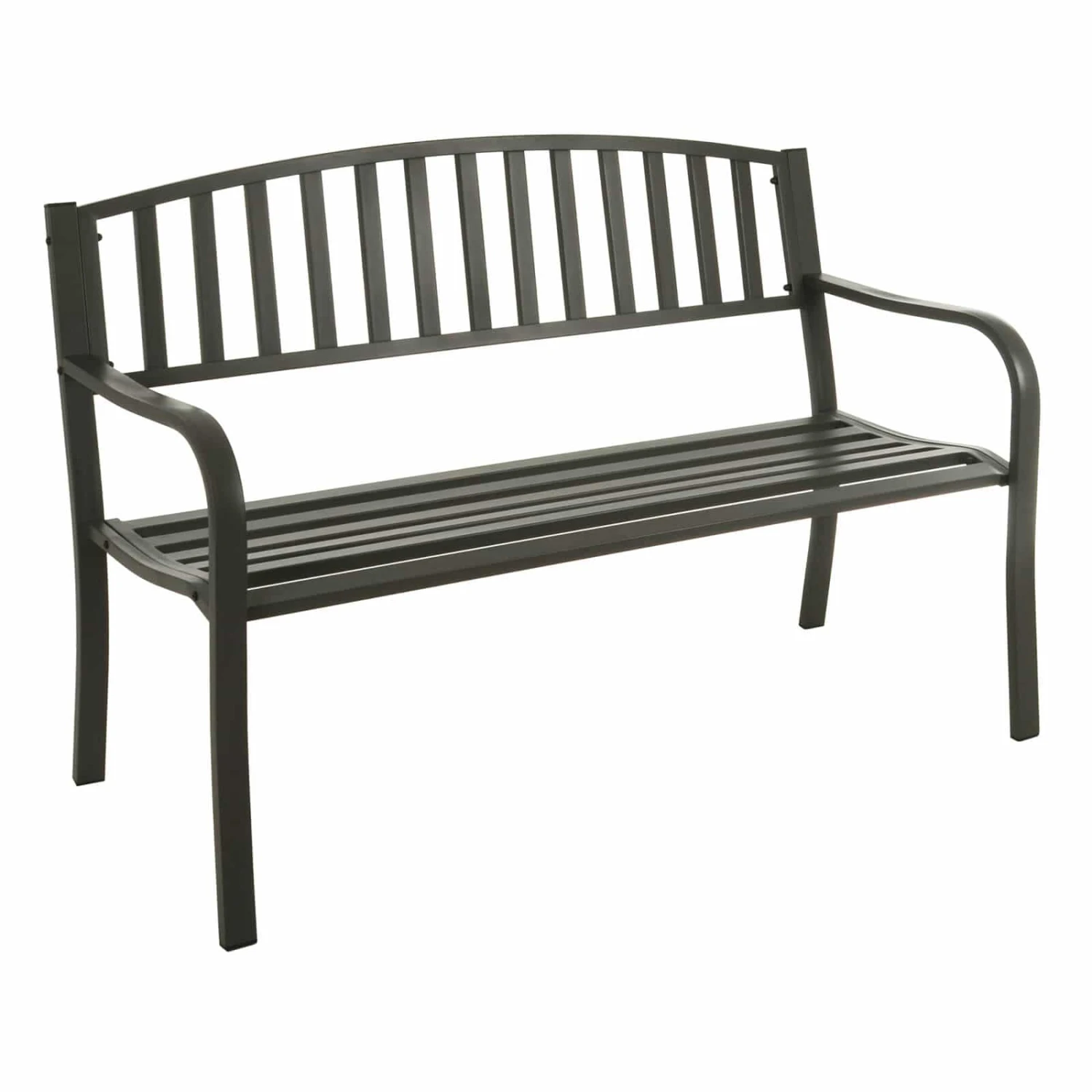 Grey Metal Garden Bench 2 Seater Coated Steel Azuma Cazorla 2 Grey Metal Garden Bench 2 Seater Coated Steel Azuma Cazorla - Image 2