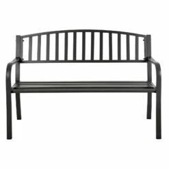 Grey Metal Garden Bench 2 Seater Coated Steel Azuma Cazorla 8 Grey Metal Garden Bench 2 Seater Coated Steel Azuma Cazorla -XS-Stock XS7350 2 opt
