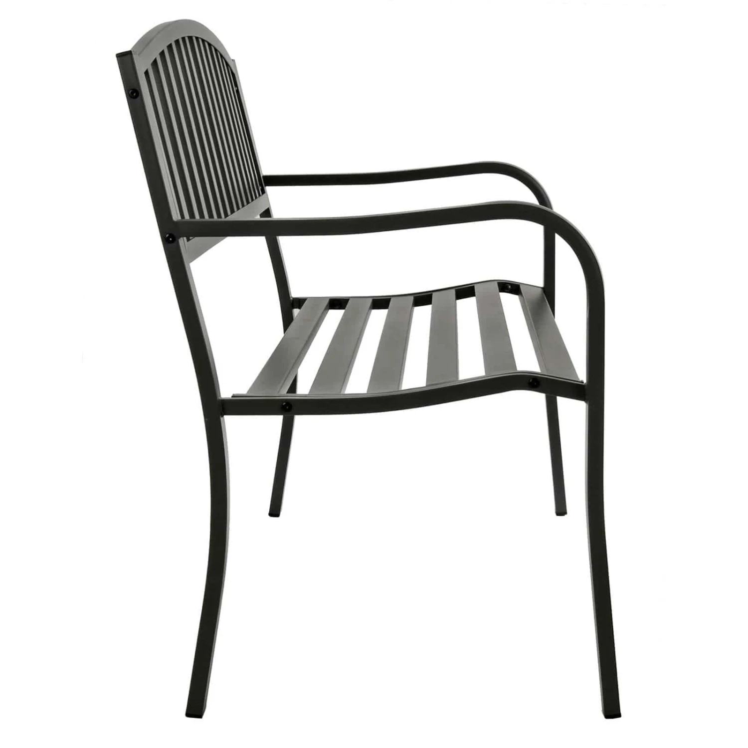 Grey Metal Garden Bench 2 Seater Coated Steel Azuma Cazorla 5 Grey Metal Garden Bench 2 Seater Coated Steel Azuma Cazorla - Image 5