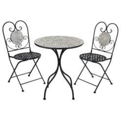 Azuma Garden Bistro Set Table Chairs Mosaic Tile Greek Design 11 Azuma Garden Bistro Set Table Chairs Mosaic Tile Greek Design -XS-Stock XS7357 1 opt