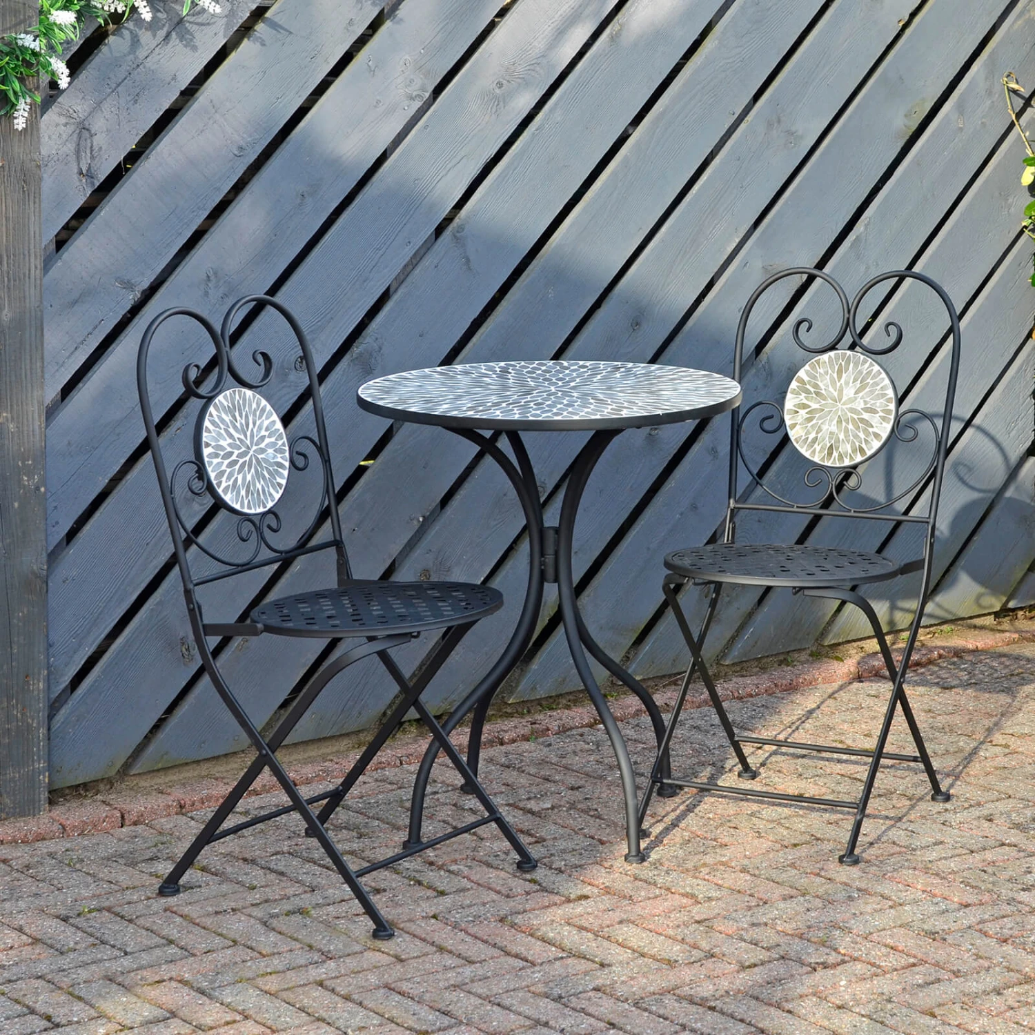 Azuma Garden Bistro Set Table Chairs Mosaic Tile Greek Design 1 Azuma Garden Bistro Set Table Chairs Mosaic Tile Greek Design