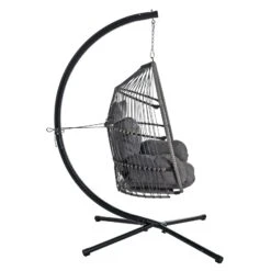Rimini Swing Chair Garden Hanging Seat Basket Grey Rattan -XS-Stock XS7359 2