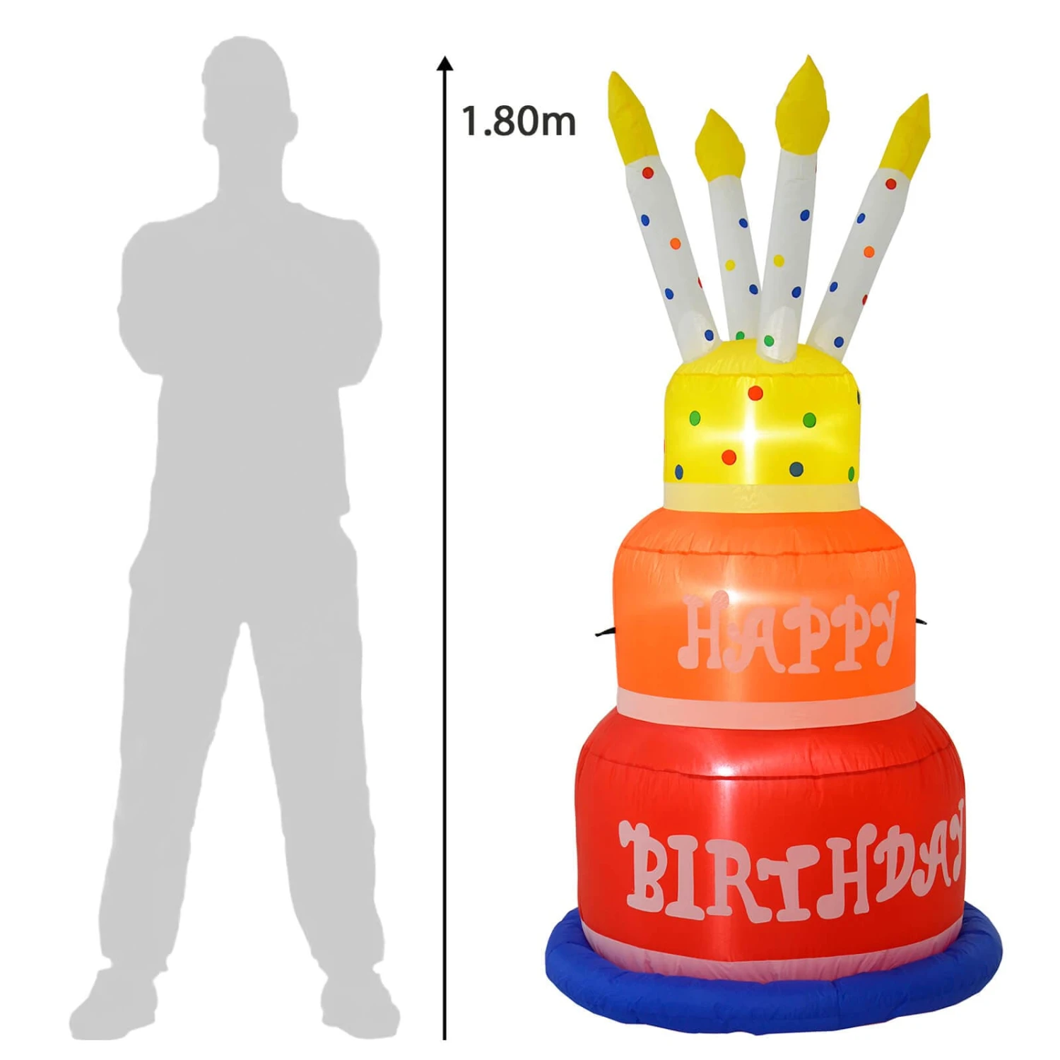 6ft Happy Birthday Cake Candles Light Up Inflatable Decoration 3 6ft Happy Birthday Cake Candles Light Up Inflatable Decoration - Image 3