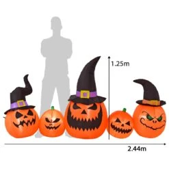 8ft LED Inflatable 5 Evil Pumpkins Witch Hats Halloween Decoration -XS-Stock XS7375 4 opt