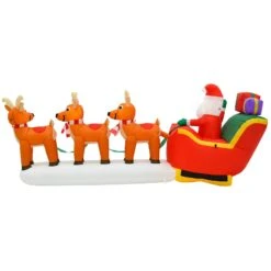 10ft LED Inflatable Santa Sleigh 3 Reindeer Christmas Decoration -XS-Stock XS7385 4 opt