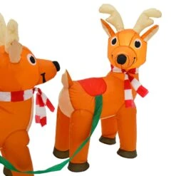 10ft LED Inflatable Santa Sleigh 3 Reindeer Christmas Decoration -XS-Stock XS7385 5 opt