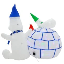 6ft Inflatable Igloo LED Disco Lights Polar Bears Decoration -XS-Stock XS7386 3 opt